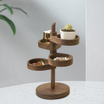 Jewelry Organizer Box 4 Layer Make up Countertop Stand Case for Wood Color