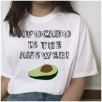 Avokaado T-s&auml;rk Vegan Ulzzang naiste l&uuml;hikeste varrukatega topid Korea stiilis Ulzzang Kawaii 90S naiste T-s&auml;rk Sublimatsiooniga T-s&auml;rk S valge