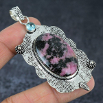 Rhodonite, Topaz Gemstone Handmade 925 Sterling Silver Pendant 3.07 l9j43