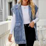 IHUASU teksist vest &otilde;lg naiste moetrend teksist varrukateta vest M denim sinine v&auml;rv
