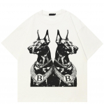T&auml;navar&otilde;ivad Dobermann Graafiline T-s&auml;rk Puuvillane Unisex Tops T-s&auml;rk Suvine l&uuml;hikeste varrukatega T-s&auml;rk S valge