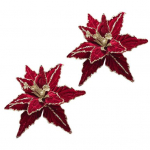 2 tk. J&otilde;ulu sametlilled s&auml;delev kunstlill reguleeritavate kroonlehtedega Pidulikud sisekujunduslilled j&otilde;ulupuup&auml;rja meisterdamiseks veinipunane v&auml;rv