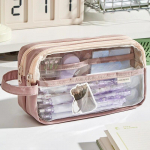 L&auml;bipaistev suure mahutavusega esteetiline pliiatsikott kooli&uuml;mbrised Mitmekihilised kirjatarvete kott k&auml;epidemega t&otilde;mblukuga pliiatsikott CHINA beež