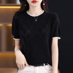 DAFIFY Naiste mood vabaaja suvekevadine &uuml;hev&auml;rvilise tr&uuml;kiga l&uuml;hikeste varrukatega O-kaelusega pluusid ja s&auml;rgid S khaki