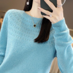 Naiste ka&scaron;miirist sviiter Qinghe ka&scaron;miir 30% ka&scaron;miir 70% vill Naiste s&uuml;gis- ja talvine ka&scaron;miirist pullover pehme ja soe XXL sinine