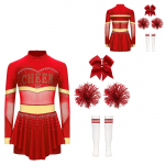 Laste T&uuml;drukute Cheerleadingu Riietus Halloweeni Kost&uuml;&uuml;m Cheerleader Cosplay Kost&uuml;&uuml;m Tantsupeo Riietus 5-6 Years