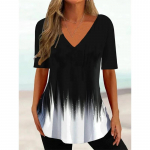 Lihtne naiste T-s&auml;rk, 3d laineline k&otilde;ver T-s&auml;rk Moodne V-kaelusega suvine l&uuml;hikeste varrukatega lahtised t&auml;navar&otilde;ivad Naiste riided vabaaja naiste t-s&auml;rk 3XL