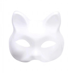 Valge plastikust kassimask, valge rollim&auml;ngiva animepeo poolkost&uuml;&uuml;m, isetegemise mask One Size valge