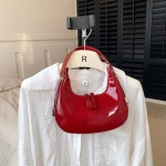 Moodne lakknahast l&auml;ikiv k&auml;ekott suvel uus populaarne poolkuu kujuline lihtne kaenlaalune kott naistele kvaliteetne &otilde;lakott