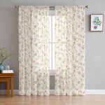 Rural Retro Rose Lilled L&auml;bipaistvad kardinad lastele Magamistoa Elutoa Voile Aknakardinad T&uuml;llkardinad W135 x H114cm