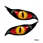 2 tk 13 cm x 9,5 cm haagissuvila mootorratta autokleebised Evil Yellow Eyes, kriimustus, veekindel esiklaas VAN Anime kleebis punane
