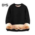 Meeste talvine kampsun Fliisvoodriga soojusisolatsiooniga O kaelus Pure Color Plus Size elastsete k&auml;tistega Meeste s&uuml;gistalvine topp M must