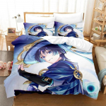 Anime M&auml;ng Genshin Impact Scaramouche Voodipesukomplekt Poisid T&uuml;drukud &Uuml;heinimesevoodi Kuninganna Suurus Tekikott Padjap&uuml;&uuml;r Voodi Lapsed T&auml;iskasvanud 135X200cm