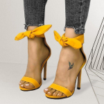 Br&auml;ndi Disainer Roosa Kollane Suede K&otilde;rge Kontsaga Sandaalid Pahkluu Suur Lips Gladiator Sandaal Kingad &Uuml;he Rihmaga &Otilde;hukese Kontsaga Kingad 25 36 kollane