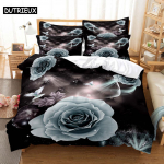 Tekikottide komplekt Red Roses, Queen-size King-suurusega 3D-voodipesukomplektid, lilledega padjap&uuml;&uuml;r, tekk voodipesu, &uuml;heinimesevoodi 220x240 200x200 EU single(135x200cm)&Duvet Cover