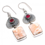 Scolecite, Rubillite 925 Sterling Silver Jewelry Earring 2.17 f9v15