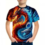 Laste T-s&auml;rk 3D Dragon Graphic T-s&auml;rgid Laste topid &Uuml;markaelusega T-s&auml;rk Multifilmi Loomade l&uuml;hikeste varrukatega T-s&auml;rk poisile 100cm