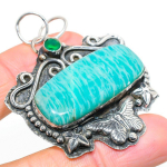 Amazonite Handmade 925 Sterling Silver Gift Jewelry Pendant 2.25 v1u68