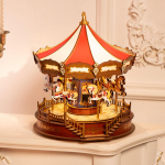 Carousel Music Box Ornament Lovely Rotating Musical Figurine Horse Wind up for Women