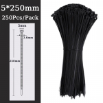 Iselukustuv plastist nailonlips Must 5x300mm kaablisideme kinnitusr&otilde;ngas 8*500mm kaabliside t&otilde;mblukk m&auml;hised rihm nailonist kaabliside 5*300mm 1 Pack