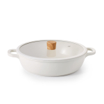 SENSARTE IH gaasiga lauaplaat Sukiyaki kergesti klaaskaanega Oden Kahe k&auml;ega pott, 28cm, keraamiline, &uuml;hilduv, &uuml;hilduv, pott, pott, universaalne, keeta, k&uuml;psetada, white