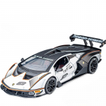 1/24 skaala Lamborghini SCV12 metallist autokere mudel heliefektide ja tulede ning vedruga t&ouml;&ouml;tava mehhanismiga 111 valge