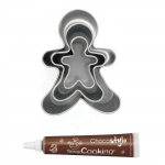 Stylo chocolat + 3 mini emporte-pi&egrave;ces Bonhomme en pain d'&eacute;pices