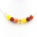 Pierres et Min&eacute;raux. Collier perles Agate ruban&eacute;e + Agate jaune + Agate Rouge + Citrine 8 Chaine en acier inoxydable.