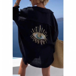 Evil Eye vabaaja s&auml;rk naiste mood rannastiilis lahtiste n&ouml;&ouml;pidega p&auml;ikesekaitsekreem puuvillane linane s&auml;rkkleit suvine vabaaja naiste topp L must