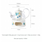 Euroopa stiilis keraamiline klaasist lille tee kann k&uuml;&uuml;nlaga soojendusega puuvilja lille tee kannu komplekt