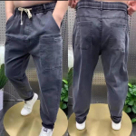 Harajuku Veniv Korea Streetwear Lahtised &Uuml;hev&auml;rvilised Denim-teksad Elastse v&ouml;&ouml;kohaga meestele Kevad Suvi Pluss Suurus 7XL 8XL Vabaaja P&uuml;ksid 4XL weight80-87kg hall