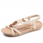 Naiste lamedad sandaalid helmestega B&ouml;&ouml;mi rahvuslike sandaalidega &uuml;li&otilde;pilaste vabaaja rannajalatsid 36 beež