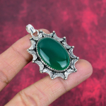 Roheline Jade 925 Prooviga H&otilde;be Ripats, K&auml;sitsi valmistatud V&auml;&auml;riskiviga Ripats Ehted, Kingitused Naisele Uhiuus Ripats 2.09 Inches roheline