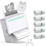 Kleepsude printer rullikleepsupaberiga, Blue-tooth termiline, &uuml;hilduv iOS & Androidiga, m&auml;lukaartide, meisterdamise, m&auml;rkmete jaoks Teal Printer+5 Sticker aero sinine v&auml;rv