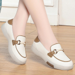 Valged kingad Kevad ja S&uuml;gis Pehme tallaga Mokassiinid Naiste Pehme nahk Hingav Tasane tald Vabaaja Nahast kingad 35 beež