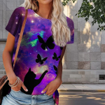 Naiste suvine T-s&auml;rk kiisuprindiga retromoe l&uuml;hikeste varrukatega t-s&auml;rgid vabaaja tr&uuml;kitud topid XS sinine