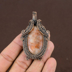 Sunstone Handmade Copper Wire Wrap Jewelry Pendant 2.76 c5s04