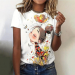 Suvine naiste T-s&auml;rk Anime t&uuml;druku mustriga tr&uuml;kk Vabaaja l&uuml;hikeste varrukatega pusa Mood Streetwear Armas t&uuml;druku T-s&auml;rk Naiste riided S