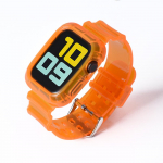 Uusim l&auml;bipaistev rihm + &uuml;mbris Apple Watchi seeria 6 SE jaoks 5 4 3 2 1 L&auml;bipaistev iwatchi rihma jaoks 38 mm 40 mm 42 mm 44 mm plastrihm 38MM And 40MM oranž