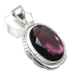 Natural Amethyst Gemstone 925 Sterling Silver Jewelry Pendant 2.05 a3o44