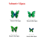 12 tk Liblikad Seinakleebised Kleebised Seinale Kleebised Uusaasta Kodukaunistused 3D Butterfly PVC tapeet elutuppa roheline