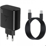 Chargeur Rapide 45W + C&acirc;ble USB-C 1M pour Samsung Galaxy S25 Ultra S25 Edge S25+ - Noir