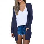 Naiste mood vabaaja &uuml;hev&auml;rviline pikkade varrukatega keskmise pikkusega kardiganjakk XL