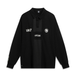 Li Ning Korvpallisarja Lihtne Mitmek&uuml;lgne Mugav Vaba L&otilde;ikega Pikkade Varrukatega Polos&auml;rk Kirjaprindiga Seljal Meeste &uuml;laosad Must AHSVE67-2 S