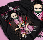 100% puuvillased TOPID UNISEX T-S&Auml;RGID MEESTELE NAISTELE Nezuko T-s&auml;rk Demon Slayer Kimetsu No Yaiba Anime Mitsuri Kanroji T-s&auml;rk Kingitus 247 XL must