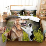 3D Prindi Naljakad Koerad Voodipesu Komplekt Koera Tekikott Komplekt Kahekohaline King Queen &Uuml;hekohaline Armas Loomade Disain Kohandatud Voodipesu EU Twin 135x200cm
