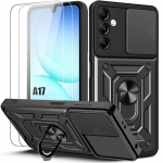 Coque de Protection - BOOLING - Samsung Galaxy A17 4G/5G - Antichoc avec Anneau - Noir - 2 Vitres