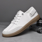 Meeste tossud vabaaja n&ouml;&ouml;rkingad Meeste tasapinnalised Zapatillas Hombre Kerged nahast hingavad lauajalatsid Meeste valged spordijalatsid 46