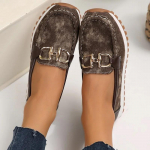 2024. aasta uued naistejalatsid, suurema suurusega vabaaja lamedad naistejalatsid, metallist kaunistusega &uuml;mara ninaga pehme p&otilde;hjaga naistekingad 43