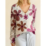 Elegantne s&uuml;gis ja talv, boheemlaslik, l&auml;&auml;neliku stiiliga mitmek&uuml;lgne V-kaelusega pikkade varrukatega naiste topp, trendikas naiste kootud kampsun XL